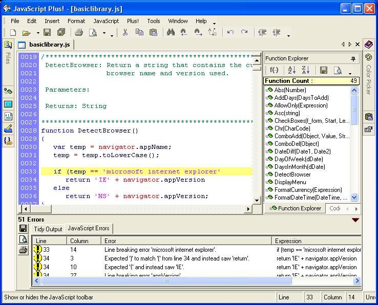 JavaScript Plus! Screenshot